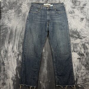 Levis 569 Loose Straight Jeans Mens 34x34 Blue Denim Raw Hem 569-0058